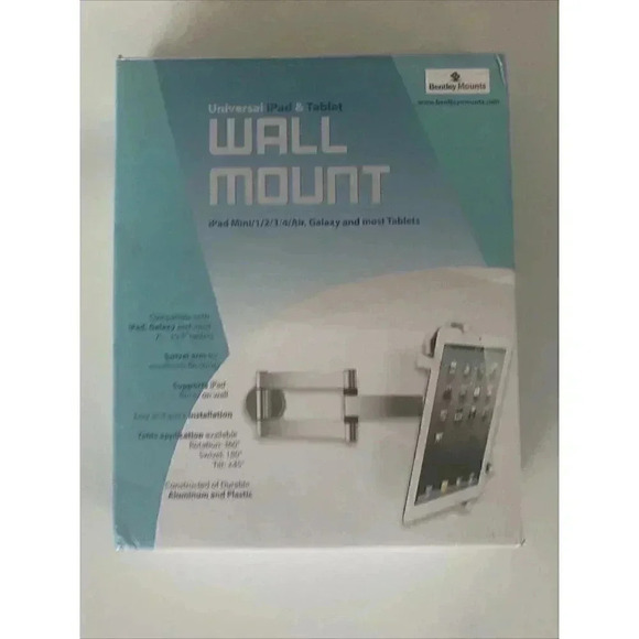 TABLET WALL MOUNT Universal Fit Swivel Arm Lightweight Rotatable BENTLEY MOUNTS - Picture 1 of 4